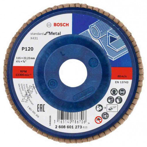 BOSCH Plateau a lamelles X431, Standard for Metal, 115 mm, 22,23 mm,120 2608601273