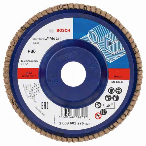 BOSCH Plateau a lamelles X431, Standard for Metal, 125 mm, 22,23 mm, 80 2608601276