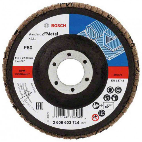 BOSCH Plateau a lamelles X431, Standard for Metal, 115 mm, 22,23 mm,80 2608603714