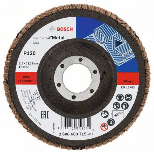 BOSCH Plateau a lamelles X431, Standard for Metal, 115 mm, 22,23 mm,120 2608603715