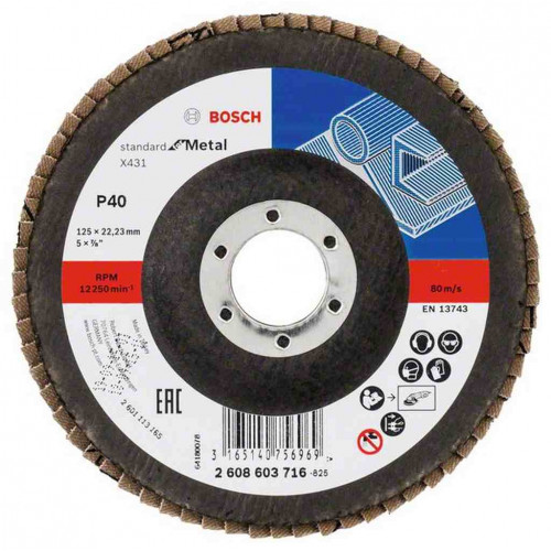 BOSCH Plateau a lamelles X431, Standard for Metal, 125 mm, 22,23 mm, 40 2608603716