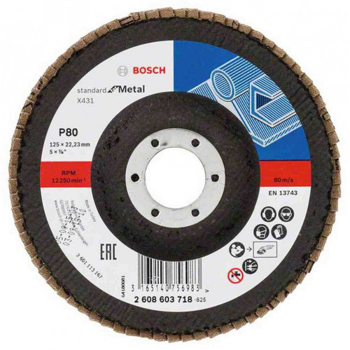 BOSCH Plateau a lamelles X431, Standard for Metal, 125 mm, 22,23 mm, 80 2608603718