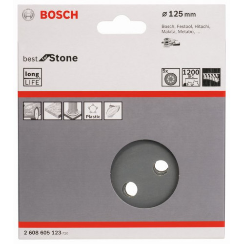 BOSCH Disque abrasif F355, pack de 5 125 mm, 1200 2608605123