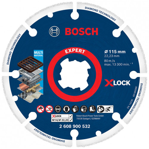 BOSCH Disque a tronçonner X-LOCK EXPERT Diamond Metal Wheel 115 x 22,23 mm 2608900532