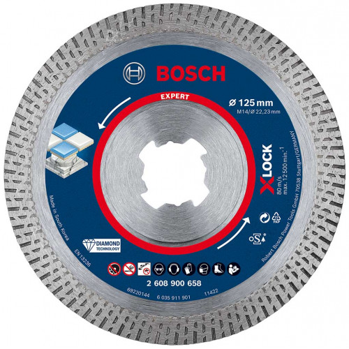 BOSCH Disque a tronçonner diamanté X-LOCK EXPERT HardCeramic 125x1,4x10 mm 2608900658