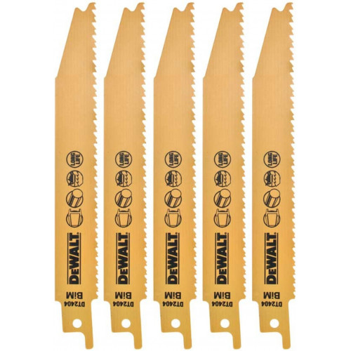 DeWALT DT2404 HCS 152 x 1.75 - 3 mm Lames de scie sabre pour métal 5 Pieces