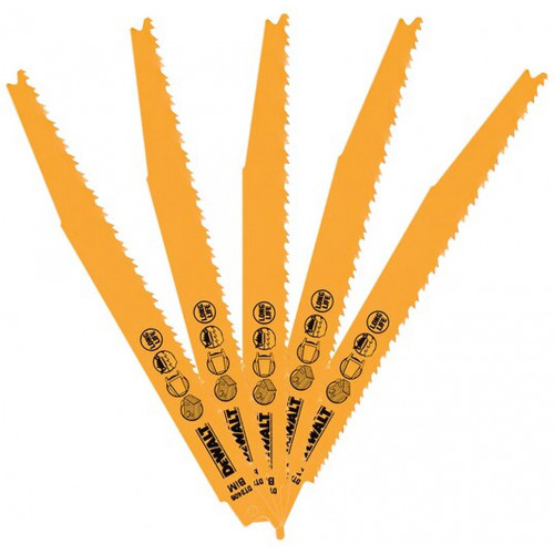 DeWALT DT2406 HCS 203 x 2.4 - 4.6 mm Lames de scie sabre universelles 5 Pieces