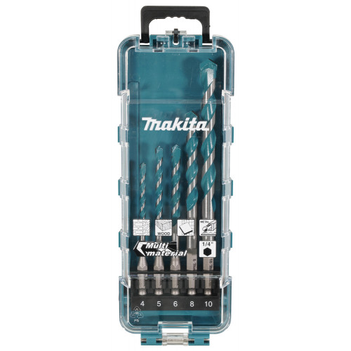 Makita E-16732 jeu de forets avec tige 1/4'' hexagone Multi-matériaux 5 pcs