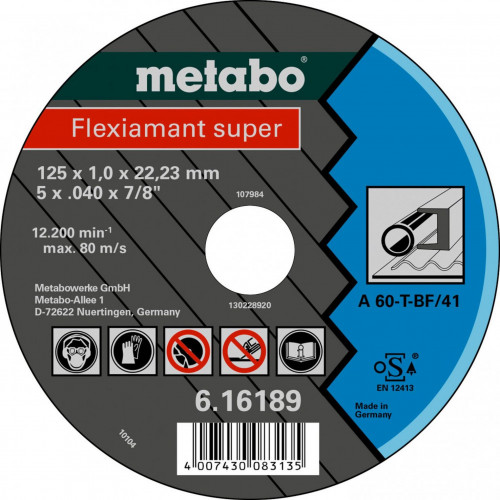 Metabo Flexiarapid Super Roue de tronçonnage 125 x 1,6 x 22,23 TF 41 616192000