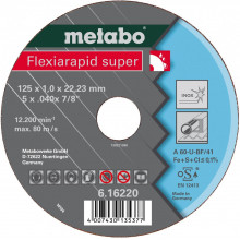 Metabo Flexiarapid super 125x1,0x22,23 Inox, meule a tronçonner, version droite 616220000
