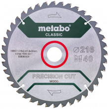 Metabo Precision Cut Wood-Classic Lame de scie pour bois HW/CT 216x30, Z40 WZ 5° 628060000