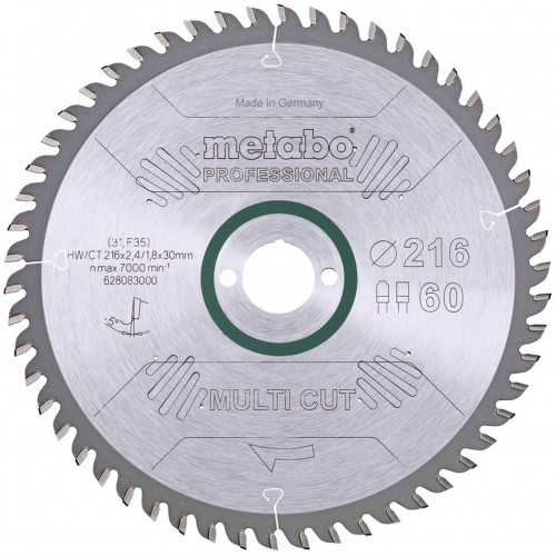 Metabo "Multi Cut Professional"Lame de scie circulaire 216x30, Z60 FZ/TZ, 5 ° 628083000