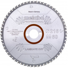 Metabo Lame de scie circulaire "Laminate cut Professional" 216x30 Z60 FZ/TZ 0° 628442000