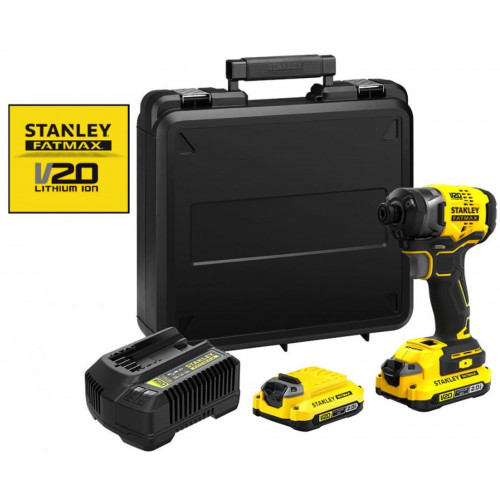 Stanley SFMCF820D2K FatMax V20 Clé a chocs a trois vitesses (1/4" (18V/2x2,0Ah), coffret