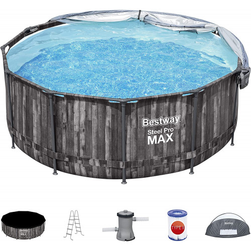 BESTWAY Steel Pro Max Ensemble de piscine 366x122 cm, filtration a cartouche + toit 5619K
