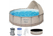 BESTWAY Steel Pro Max Piscine hors sol ronde 396 x 107 cm, avec pompe + auvent 561FY