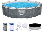 BESTWAY Steel Pro Max Piscine hors sol ronde avec lampe LED 457 x 107 cm, avec pompe 561GD