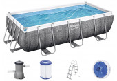 BESTWAY Power Steel Piscine hors sol rectangulaire effet rotin, 404 x 201 x 100 cm 56721