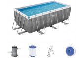 BESTWAY Power Steel Piscine hors sol rectangulaire effet rotin, 412 x 201 x 122 cm 56722