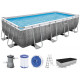 BESTWAY Power Steel Piscine hors sol rectangulaire effet rotin, 488 x 244 x 122 cm 56996