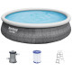 BESTWAY Fast Set Piscine hors sol motif rotin gris, 457 x 107 cm, avec pompe 57372