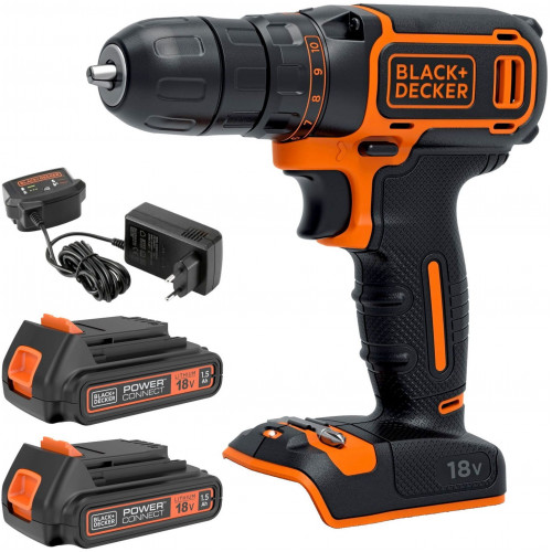 Black & Decker BDCDC18B Perceuse-Visseuse sans fil Li-Ion (2x1,5Ah/18V) 10,3/30Nm