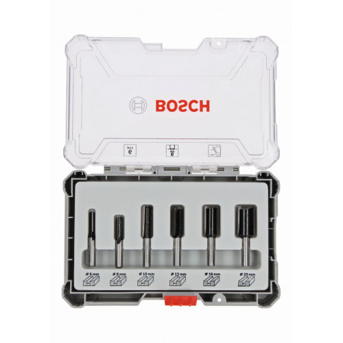 BOSCH Kit de 6 fraises a rainurer droit a emmanchement de 6 mm 2607017465