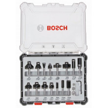 BOSCH Kit de 15 fraises mixtes a queue de 6 mm 2607017471