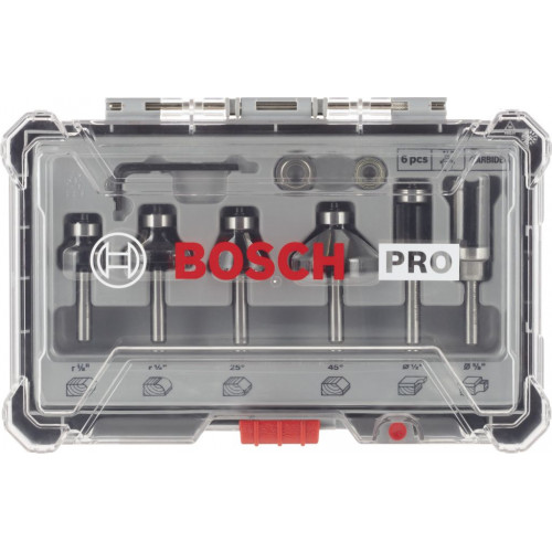 BOSCH Kit de 6 fraises a araser et de bordage a queue de 1/4" 2607017470