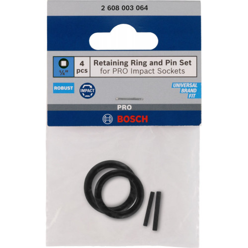 BOSCH Retaining Ring and Pin Set for PRO Impact Socket, 1/4", 4 pces 2608003064