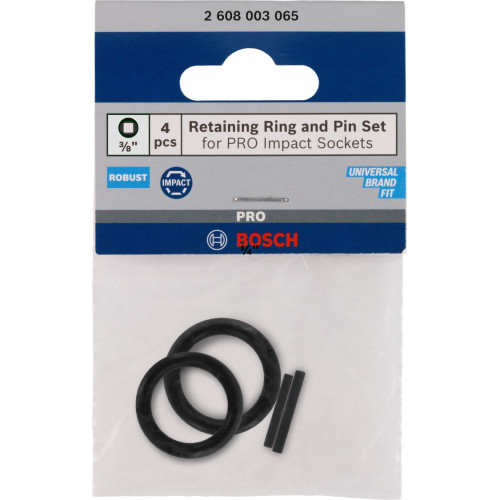 BOSCH Retaining Ring and Pin Set for PRO Impact Socket, 3/8", 4 pces 2608003065