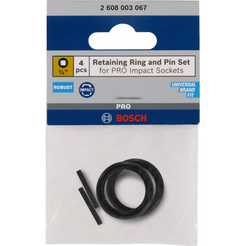 BOSCH Retaining Ring and Pin Set for PRO Impact Socket, 3/4", 4 pces 2608003067