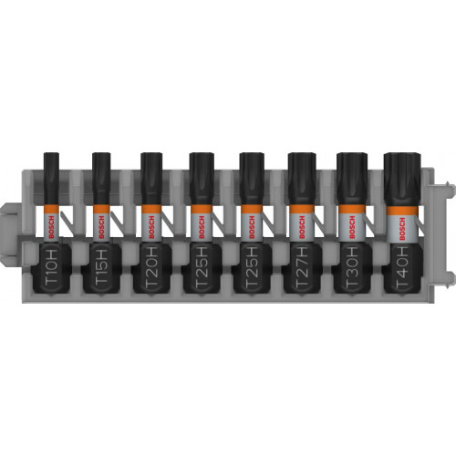 BOSCH Embouts PRO TH Impact T10H, T15H, T20H, T25H (x2), T27H, T30H, T40H, 25 mm, 8 pieces