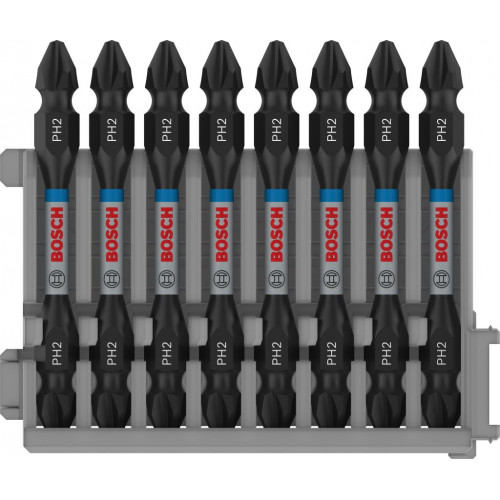 BOSCH Embout double tete PRO Impact avec insert Pick and Click, PH2, 65 mm, 8 pieces