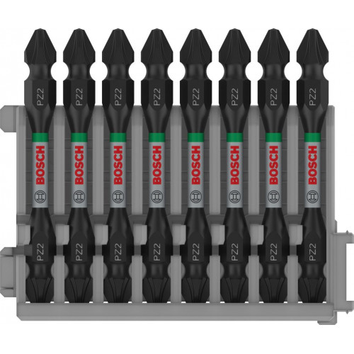 BOSCH Embout double tete PRO Impact avec insert Pick and Click, PZ2, 65 mm, 8 pieces