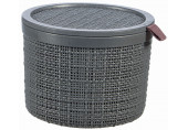 CURVER JUTE 2L Boite ronde avec couvercle 17 x 17 x 13 cm, gris foncé 01903-G44