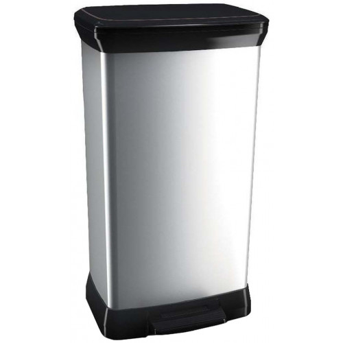 CURVER DECO BIN 50L Poubelle a pédale 39 x 29 x 73 cm argenté 02162-582