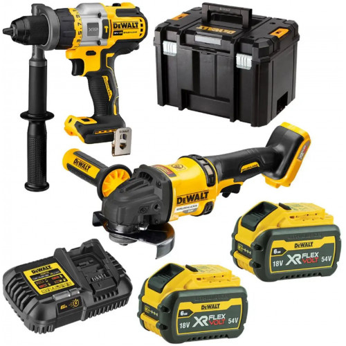 DeWALT DCK2016T2T Combo set 2 DCD999 + DCG418 + (18V/2x6.0Ah/Chargeur DCB115) T-stak box