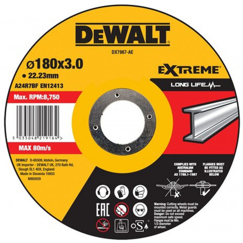 DeWALT DX7967 Disque a tronçonner 180x3x22,23mm métal type 42 (déporté)