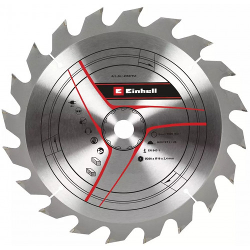 Einhell TCT Saw Blade Lame de scie pour bois 200x16mm 20Z 49587151