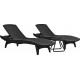 KETER PACIFIC Ensemble graphite 2x chaise longue + 1x table basse 17201591