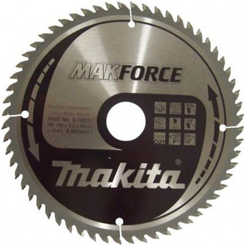 MAKITA B-32390 Lame de scie circulaire, Makforce 190x30mm 60T=old B-08551