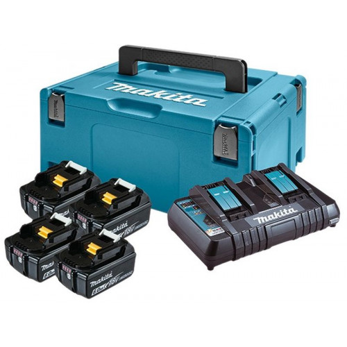 Makita 198091-4 Set Li-ion LXT 18V 4xBL1860B + chargeur double DC18RD + MakPac 3