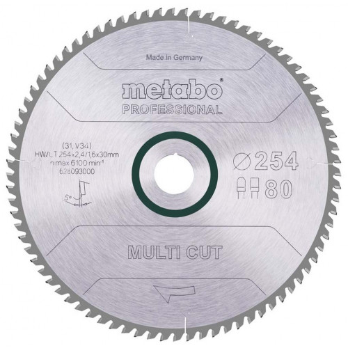 Metabo Lame de scie "Multi coupe - professionnelle" HW/CT 254x30, 80 PZ/LZ, 5° 628093000