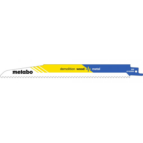 Metabo 5 lames de scie sabre « demolition wood + metal » 225 x 1,6 mm 631926000