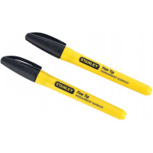 Stanley 0-47-316 Marqueur noir permanent, pointe fine, 2pcs