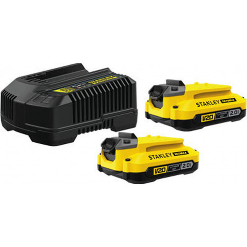 Stanley SFMCB12D2 FatMax Starter kit chargeur + 2 batteries V20 2x2,0Ah