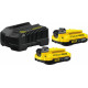 Stanley SFMCB12D2 FatMax Starter kit chargeur + 2 batteries V20 2x2,0Ah