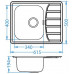 ALVEUS ZOOM 10 Maxim satin évier en acier inoxydable, 615 x 500 mm, 1100215