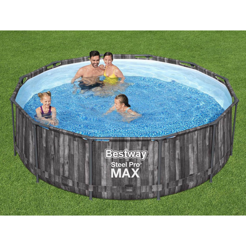 Bestway Steel Pro Max Piscine Hors Sol Ronde D Cor Bois X Cm X